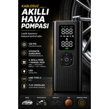 Smayling Kablosuz Akıllı Hava Pompası 120 Psı Dijital Göstergeli Type-C Şarjlı Lastik Şişirme Kompresörü Otomatik Basınç Ayarlı LED Işıklı
