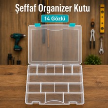 Badem10 Şeffaf Organizer Kutu 14 Gözlü Vida Dübel Takım Çantası Dayanıklı Kilitli Çok Amaçlı Saklama Kutusu