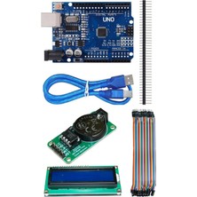 Atölye Elektronik Dijital Saat & Takvim Projesi Kiti (DS1302 + LCD + Arduino) - Jumper Kablo Hediyeli