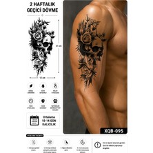 Tattoo Gerçekci Kurukafa ve Çiçek Geçici Dövme