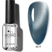 Momo Professional Korean Silky Cat Eye Gel Polish, Kedi Gözü Kalıcı Oje, SC17 Mavi, 10 ml