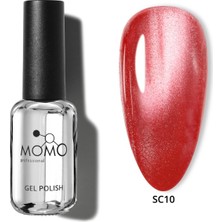 Momo Professional Korean Silky Cat Eye Gel Polish, Kedi Gözü Kalıcı Oje, SC10 Kırmızı, 10 ml