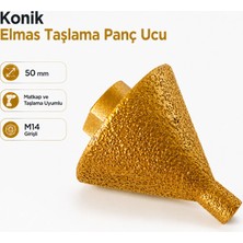 Badem10 Konik Elmas Taşlama Panç Ucu 50 mm Matkap Uyumlu Fayans Seramik Mermer Delik Düzeltme Genişletme Ucu
