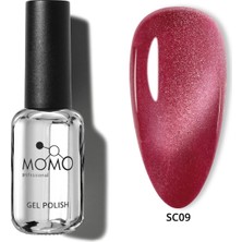 Momo Professional Korean Silky Cat Eye Gel Polish, Kedi Gözü Kalıcı Oje, SC09 Açık Burgundy, 10 ml