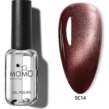 Momo Professional Korean Silky Cat Eye Gel Polish, Kedi Gözü Kalıcı Oje, SC14 Zarif Bordo, 10 ml