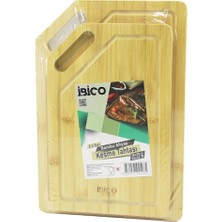 Hace Bazaar 2pcs Setkırık Kenarlı - Oval Delikli Ahşap Bambu Kesim Panosu - Kesme Tahtası 18X28X1CM--22X32X1CM (4887)