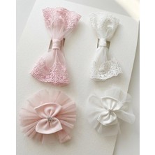 Bebila Baby Kız Bebek Bandana 4'lü Set Lastikli Mevlütlük Resim Çekimi