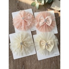 Bebila Baby Kız Bebek Bandana 4'lü Set Lastikli Mevlütlük Resim Çekimi