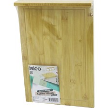 Hace Bazaar 25X35CM  Ahşap Bambu Kesim Panosu - Kesme Tahtası Tezgah Üstü  Kanallı - Kenar Destekli (4887)