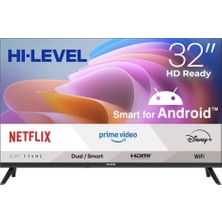 Hi-Level HL32HMLN-A14S Frameless Hd 32" 82 Ekran Uydu Alıcılı Android Smart LED Tv