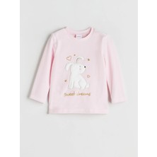 Lc Waikiki Yeni Sezon Tavşan Nakışlı Kız Çocuk Pijama Üstü