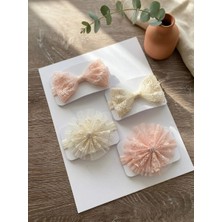 Bebila Baby Kız Bebek Bandana 4'lü Set Lastikli Mevlütlük Resim Çekimi