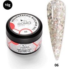 Momo Professional Holographic Builder Gel, Nail Art için Protez Tırnak Jeli No.06, Glitter Turuncu Simli, 10 gr
