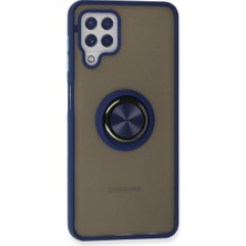Bezos Galaxy A22 Kılıf Montreal Yüzüklü Silikon Kapak - Lacivert
