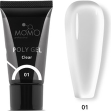 Momo Professional Protez Tırnak İçin Poly Gel, Poli Jel, No.01, Şeffaf, 30 gr