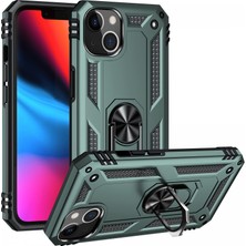 Bezos iPhone 14 Plus Kılıf Sofya Yüzüklü Silikon Kapak - Yeşil