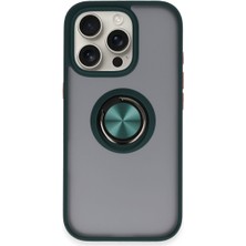 Bezos iPhone 16 Pro Max Kılıf Montreal Yüzüklü Silikon Kapak - Yeşil