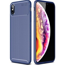 Bezos iPhone Xs Max Kılıf Auto Focus Karbon Kapak - Lacivert