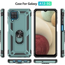 Bezos Galaxy A22 Kılıf Sofya Yüzüklü Silikon Kapak - Yeşil