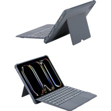 Bezos T5510D iPad Pro 13 (2024) Kılıf Palermo Ledli Klavyeli Standlı Tablet Kılıfı - Siyah