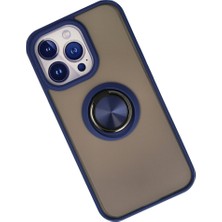 Bezos iPhone 15 Pro Kılıf Montreal Yüzüklü Silikon Kapak - Lacivert