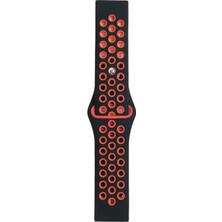 TeknoKapsül Watch 20MM Spor Delikli Kordon - Siyah-Kırmızı