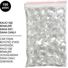 Momo Professional Kalıcı Oje Kartela Için Cam Taş, Oval Hafif Bombeli, 100 Adet