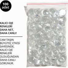 Momo Professional Kalıcı Oje Kartela Için Cam Taş Yuvarlak, Hafif Bombeli, 100 Adet