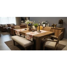 Alkar Store Jakarlı Dokuma Dekoratif Runner 45X140 cm | Kiremit Renkli Çiçekli Desenli