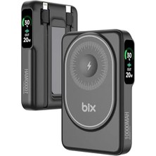 Alkar Store TPB16 10000 Mah OLED Ekranlı Manyetik Kablosuz Powerbank 20W Pd Hızlı Şarj ve 15W Magsafe Siyah