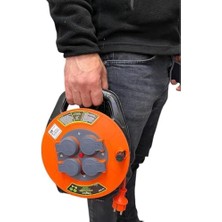 Alkar Store Seyyar Kablo Makarası - 10 Metre Kablo, 3x1.5mm², IP44 Kapaklı 4 Prizli, Bylion Taşınabilir Enerji Çözümü Çanta Tipi Seyyar Uzatma Kablosu Kamp, Atölye, Bahçe, Garaj, Ev