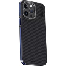Motto Ticaret Joko Apple Iphone 15 Pro Max Kılıf Aramid 600D Kevlar Karbon Fiber Magsafe Kapak - Lacivert
