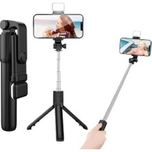 Alkar Store CR27 4in1 Bluetooth Kumandalı, Selfie Çubuğu, Tripod Monopod, LED Işık, Deklanşörlü, Canlı Yayın Standı Telefon Tutucu Katlanabilir Genişletilebilir