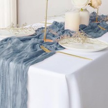 Alkar Store Aputue Tülbent Masa Örtüleri, 90X300CM%100 Doğal Pamuk Boho Rustik Düğün Tülbentleri, Gelin ve Bebek Partileri, Doğum Günü Yemekleri Için Dekoratif Masa Örtüsü, Ev Dekorasyonu (A)