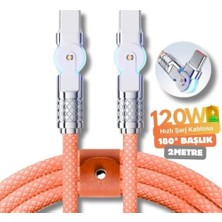 Alkar Store A6018 Type C To Type C Hızlı Şarj Data Kablosu Çevirici Dönüştürücü Adaptör 180° Döner 120W - 2m