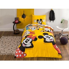Alkar Store Mickey & Friends Standart Pamuk Nevresim Takımı, Siyah, Sarı, Kırmızı, Tek Kişilik