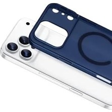 Alkar Store & Aksesuar iPhone 17 Pro Max ile Uyumlu Şeffaf Için Magsafe Sert Kılıf, Sararmaz Arka Yüzey, Darbe Emici Köşeler, Manyetik Şarj Destekli – Mavi