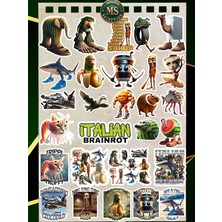 Alkar Store Italian Brainrot Sticker Seti – 28 Parça | Tralalero Tralala, Bombardiro Crocodilo, Boneca Ambalabu | Komik Karakter Çıkartmalar – 3-5 cm Suya Dayanıklı
