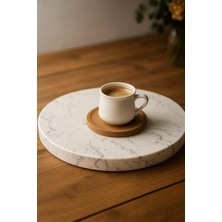 Alkar Store Handcrafted White Marble Round Serving Board – Natural Stone Cheeseboard, Elegant Charcuterie Platter, Pastry & Dessert Display – Non-Porous, Cool Surface For Kitchen & Dining Decor