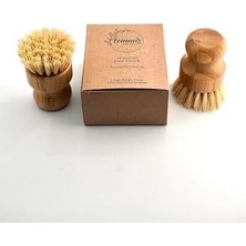 Alkar Store 2'li Küçük Bulaşık Fırçası, Ergonomik Bambu Tutma Kısmı, Sisal Lifi Fırça, Güçlü Sürdürülebilir Doğal Temizlik