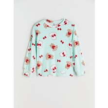 Lc Waikiki Yeni Sezon Bisiklet Yaka Desenli Kız Çocuk Pijama Üst