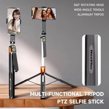 Alkar Store 3 Eksen Anti Shake Stabilizasyonlu Selfie Çubuğu Tripod 170 cm Uzatılabilir Alüminyum Gövde 10 M Bluetooth Kumanda 360° Ayar 1/4 Vida Kamera Vlog Canlı Yayın | NP-L6S