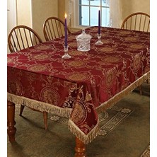 Alkar Store Violet Linen Prestige Damask Tasarım Masa Örtüsü Bordo 132 cm x 177 cm Dikdörtgen/dikdörtgen