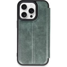 Motto Ticaret Newface Apple Iphone 14 Pro Max Kılıf Flip Cover - Koyu Yeşil