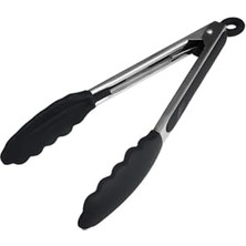 Alkar Store Silikon Uçlu Metal Maşa, 23 Cm, Siyah, Bpa Free, Yanmaz Yapışmaz Kaplama, Ergonomik Tasarım, Mutfak ve Mangal Için