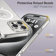 Alkar Store iPhone 13 ve 14 Için Magshine Serisi Magsafe ile Uyumlu Göz Alıcı ve Şık Simli Arka Tasarım Yüksek Kalite Materyal Premium Hybrid Kılıf Kapak (Şeffaf, 13/14)