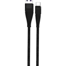 Alkar Store USB Type-C Pd 5A 100 W Örgülü Hızlı Şarj ve Data Kablosu 1 Metre Siyah Szc-04