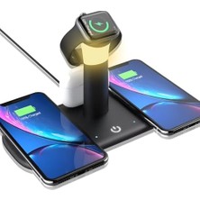 Alkar Store BW02 Apple Kablosuz Wireless Hızlı Şarj Standı Iwatch Airpods iPhone 11 11 Pro 12 12 Pro 13 13 Pro Xs Xr 8  Uyumlu-Siyah