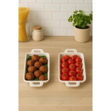 Alkar Store Loga 2'li Sunum Servis Tabağı 20 cm Desenli Kulplu Tabak Kayık