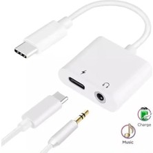 Alkar Store Type-C To 3.5 mm Jack Kulaklık ve Şarj Dönüştürücü Aynı Anda Kulaklıktan Müzik Dinleyin ve De Şarj Edin Çift Çıkışlı Adaptör Yüksek Hızlı Şarj ve Ses Aktarımı